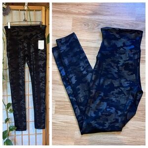 NWT Spanx Faux Leather Camo Matte Black Leggings Bottoms sz Large